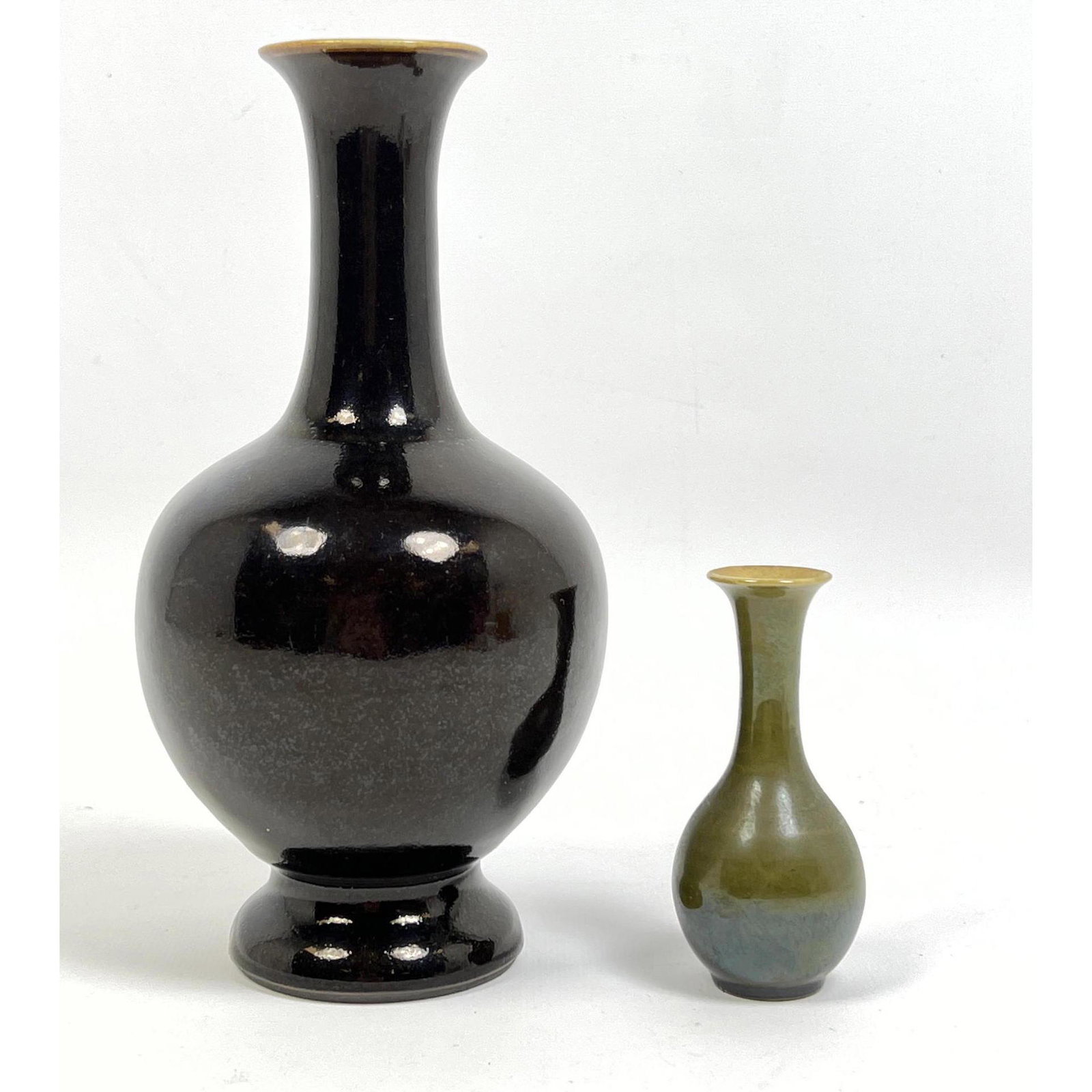2pc Chinese Glazed Vases. Long Neck Vases. (1 of 10)