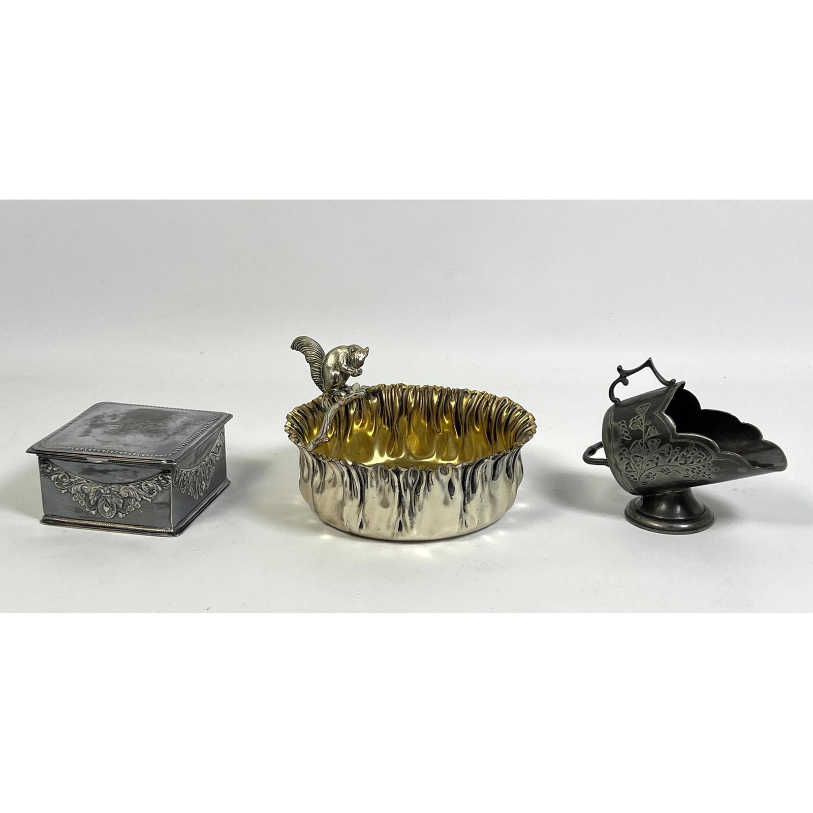 3pc Figural Silverplate- Squirrel bowl, Sheffield Box a (1 of 17)