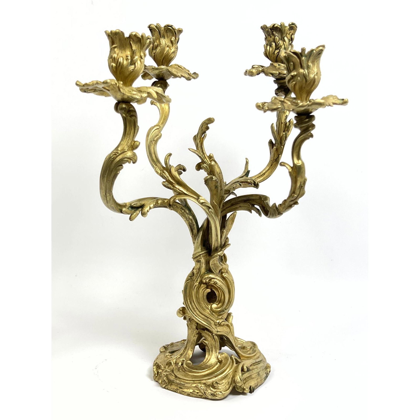 Elaborate Brass Art Nouveau Candelabra. Sculptural base (1 of 8)