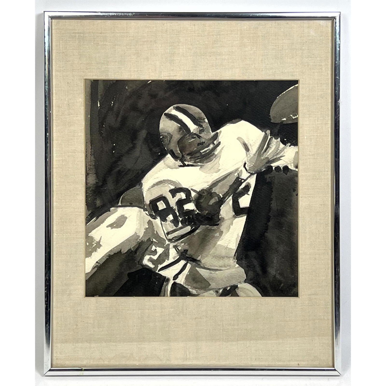 Illegibly Signed Watercolor American football (1 of 6)