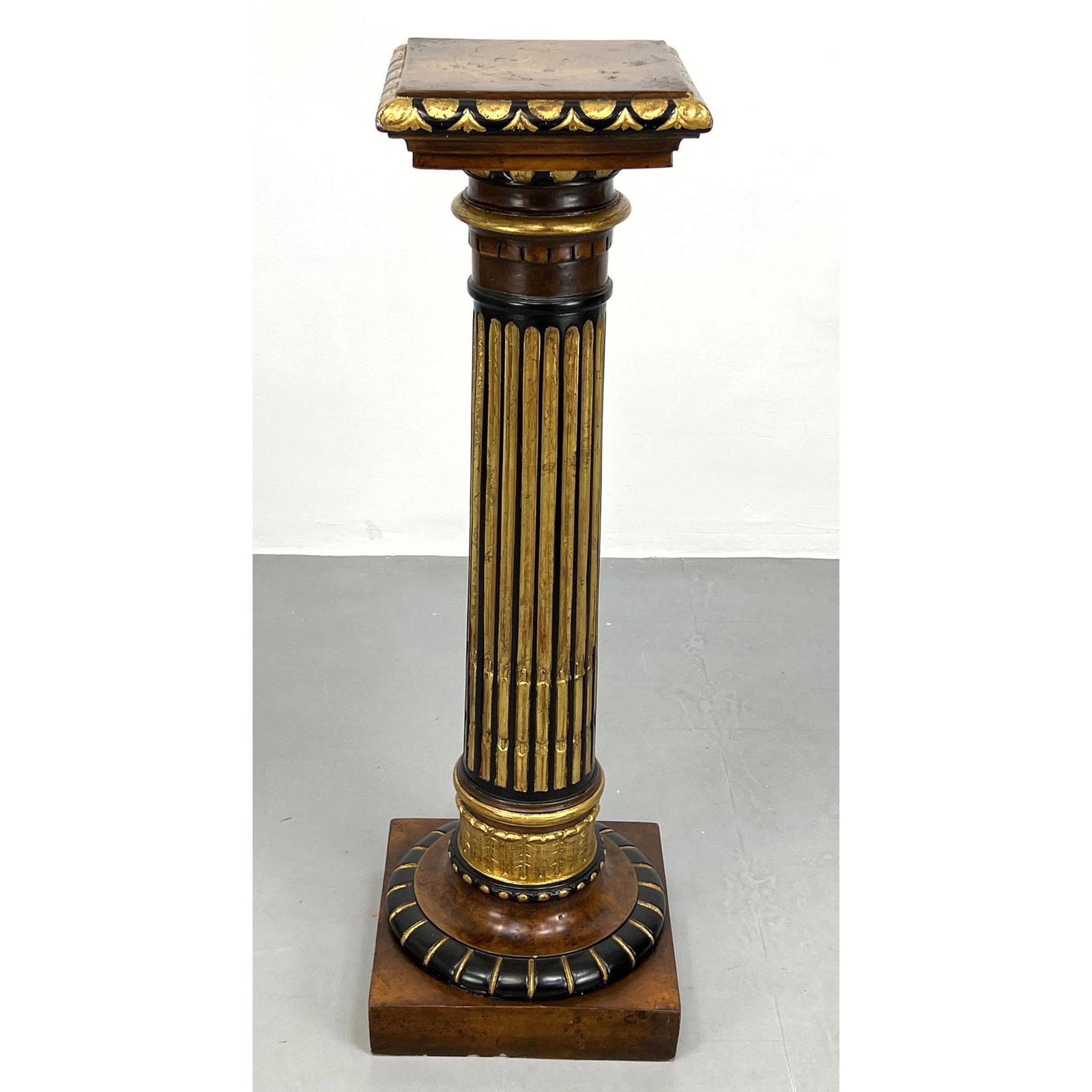 Antique Decorative Display Pedestal. Walnut Burl with G (1 of 10)