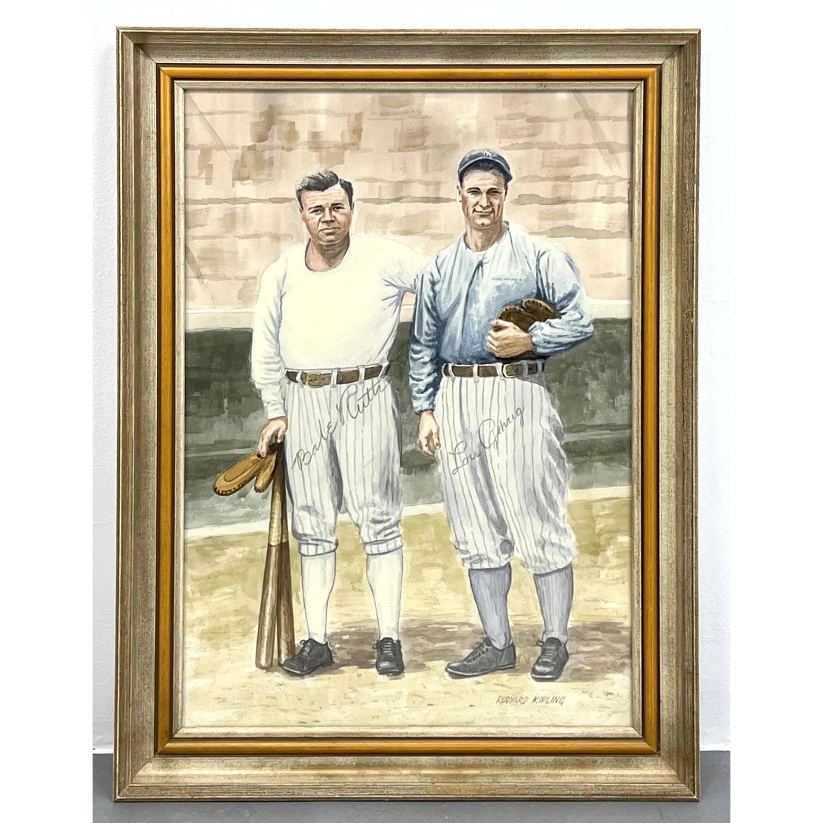 Rudyard Kipling Watercolor Painting. Baseball Players (1 of 9)