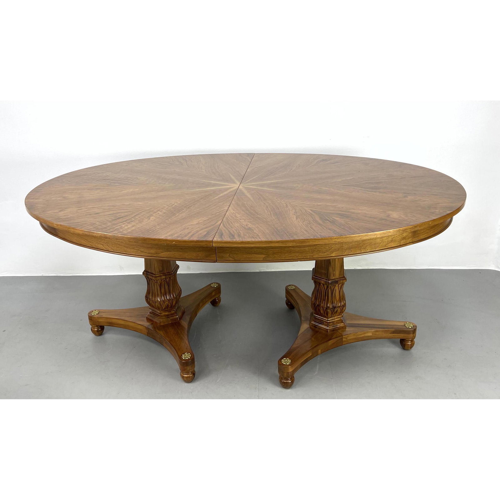 Double Pedestal Dining Table.  Star design top. Carved (1 of 8)