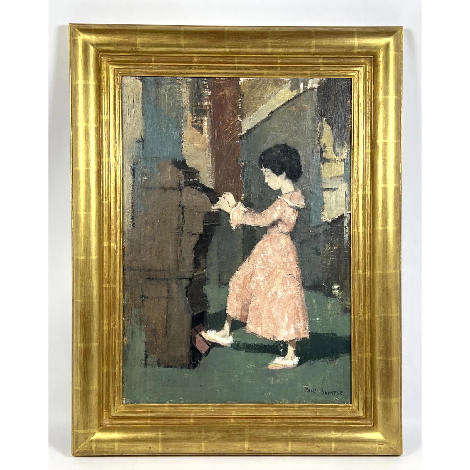 PAUL SAMPLE Painting on Canvas. Young Girl playing Pump (1 of 12)