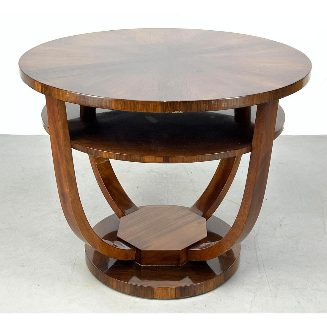 Art Deco French Polish Round Center Table. Three levels (1 of 11)