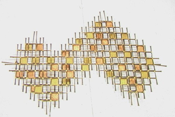 Modernist Nail Art Wall Sculpture by Schmidt. Si: Modernist Nail Art Wall Sculpture by Schmidt. Signed. Heavy Construction.-- Dimensions: H: 34 inches: W: 46 inches --- Condition (General): small bends. Please contact us with specific questions about