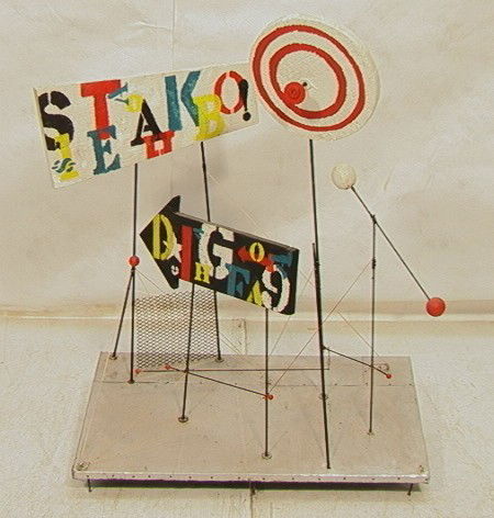 WOLFGANG ROTH "Hit the Target" Sculpture. POP ART: WOLFGANG ROTH "Hit the Target" Sculpture. POP ART Sculpture. Painted Metal & Wood. American Artist. Unsigned. WOLFGANG ROTH, German American, 1910-1988. In Dec. 2006, the JAMES MICHENER Art MUSEUM in