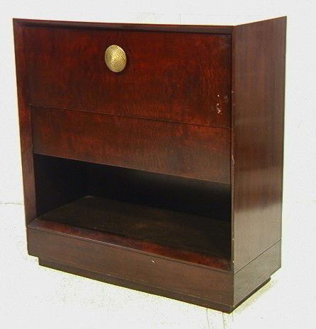 GILBERT ROHDE Paldao Drop Down Desk Cabinet. Maho: GILBERT ROHDE Paldao Drop Down Desk Cabinet. Mahogany. Beveled Edge. Large wood pulls. Number 4101. Unmarked.-- Dimensions: H: 42 inches: W: 40 inches: D: 17 inches --- Condition (General): Surface sc