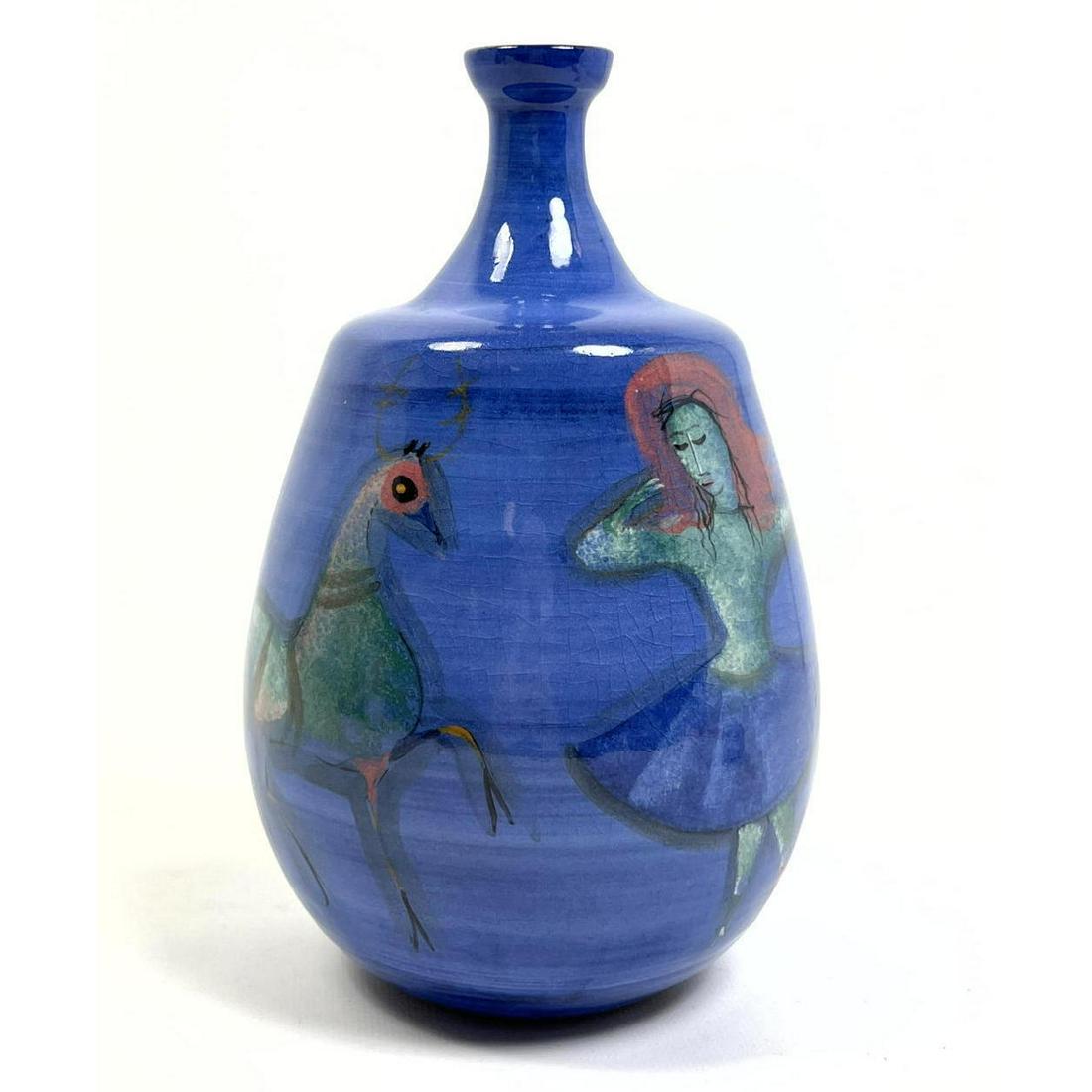 POLIA PILLIN Hand Painted Art Pottery Vase. Decorated with Dancing Woman, Bust, and Horse. (1 of 9)