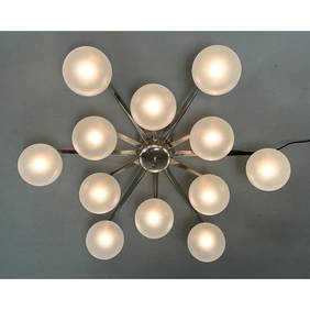 ANGELO LELII for ARREDOLUCE Stella Ceiling Chandelier Lamp. 12 glass shades. Ceiling Mount. Arredolu (1 of 15)