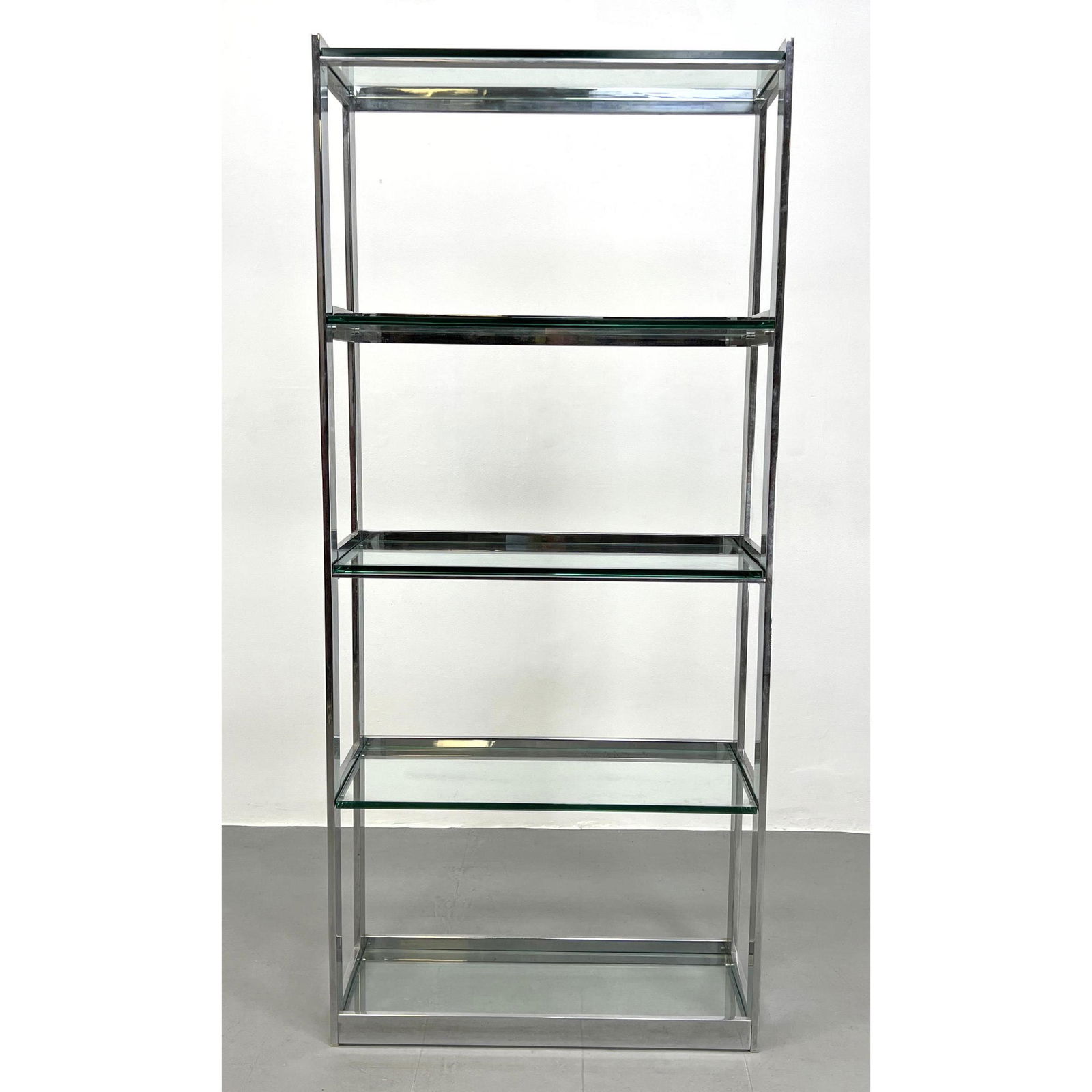 Mid Century Modern Chrome Etagere Shelf With Thick Glass Shelves. (1 of 8)