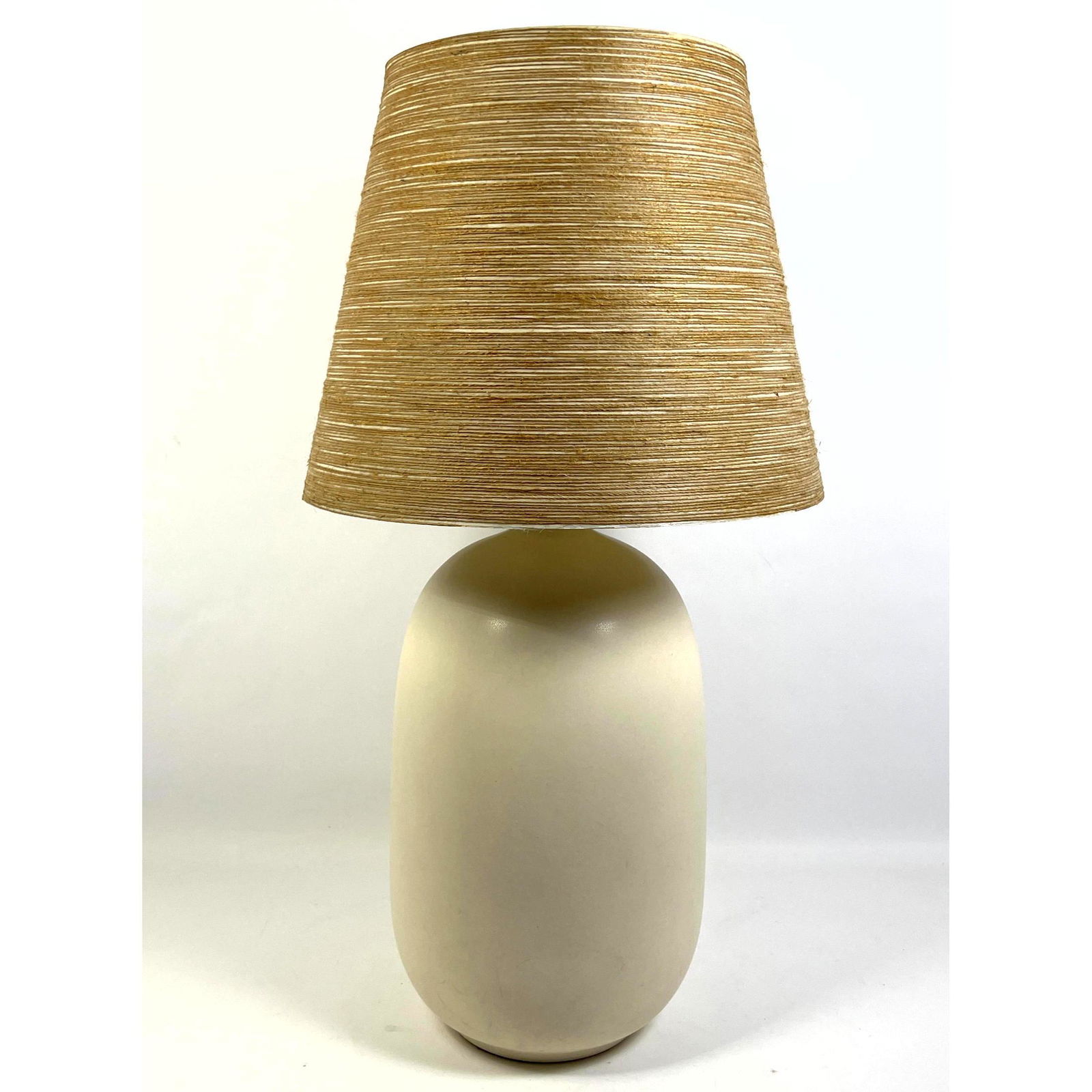 Lotte and Gunnar BOSTLUND Table Lamp w/ Original Shade. Vintage Large Cream Glaze 17.5 pottery alone (1 of 9)