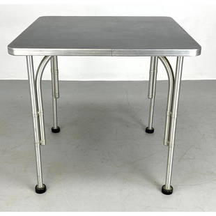 Warren MacArthur Square Aluminum Laminate Top Dining Table: Warren MacArthur Square Aluminum Laminate Top Dining Table Dimensions: H: 28 inches: W: 29.75 inches: D: 29.75 inches ---