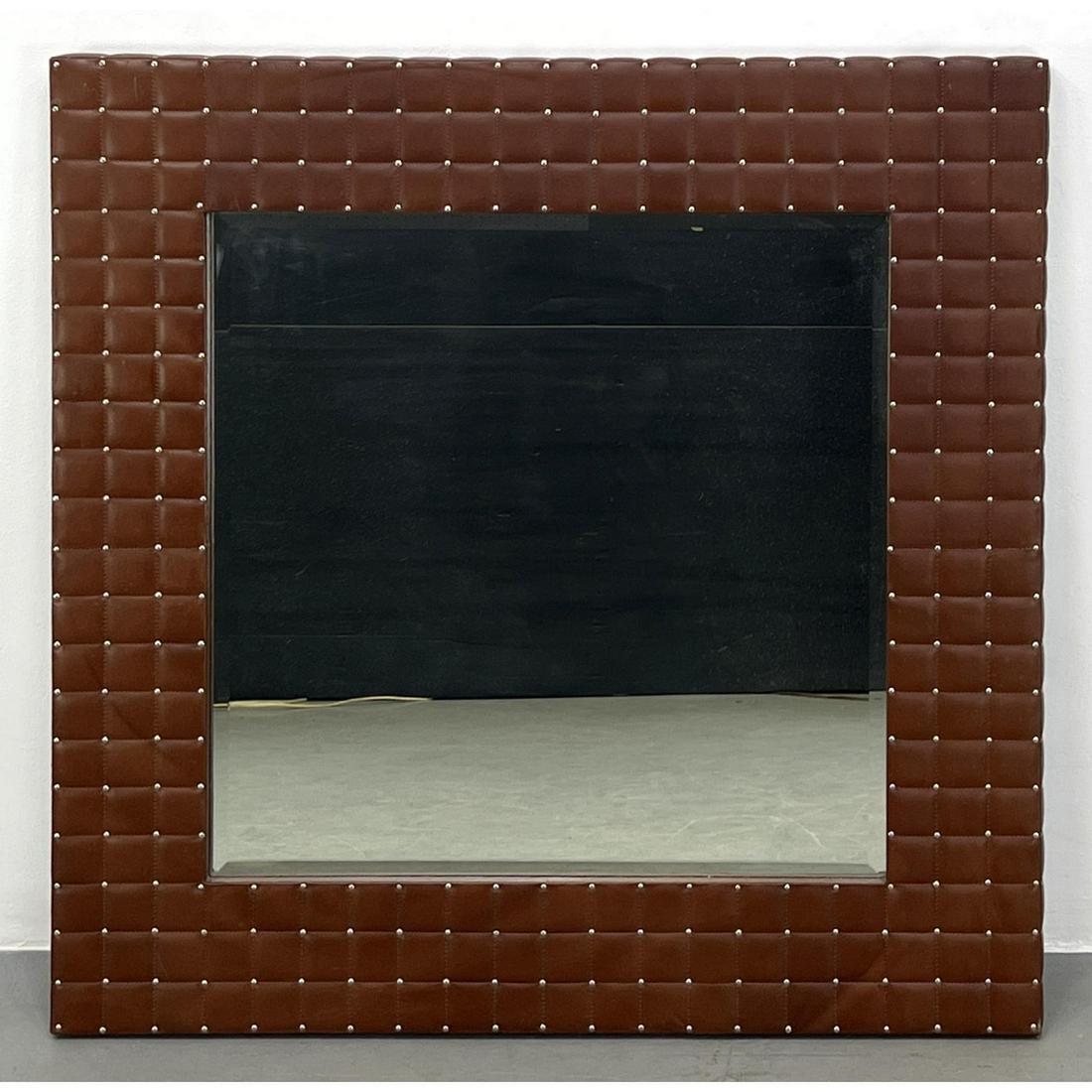 Decorator Tufted Vinyl Wall Mirror.  Stud design. (1 of 8)