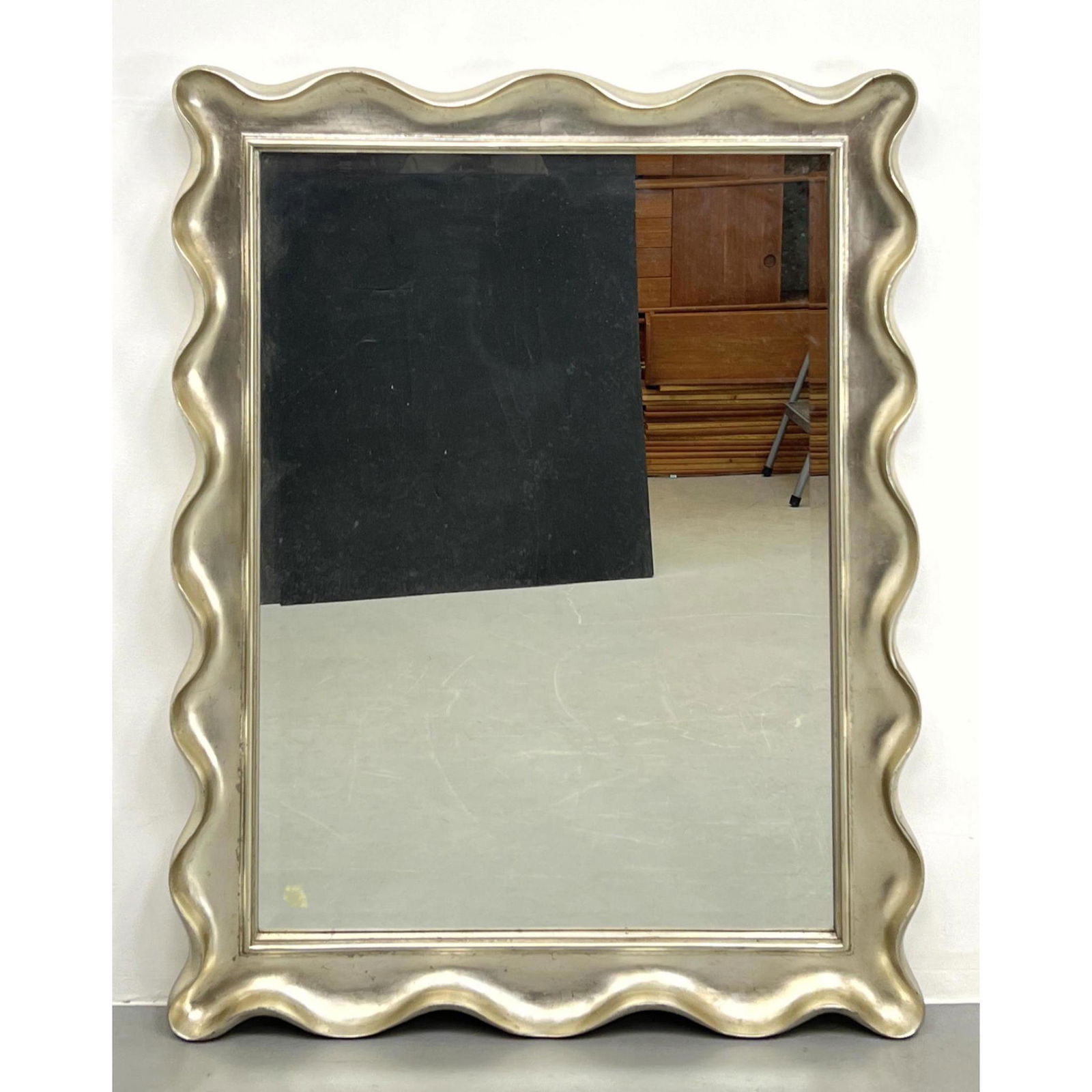 Decorator ribbon Edge Silver Gilt Wall Mirror. (1 of 8)