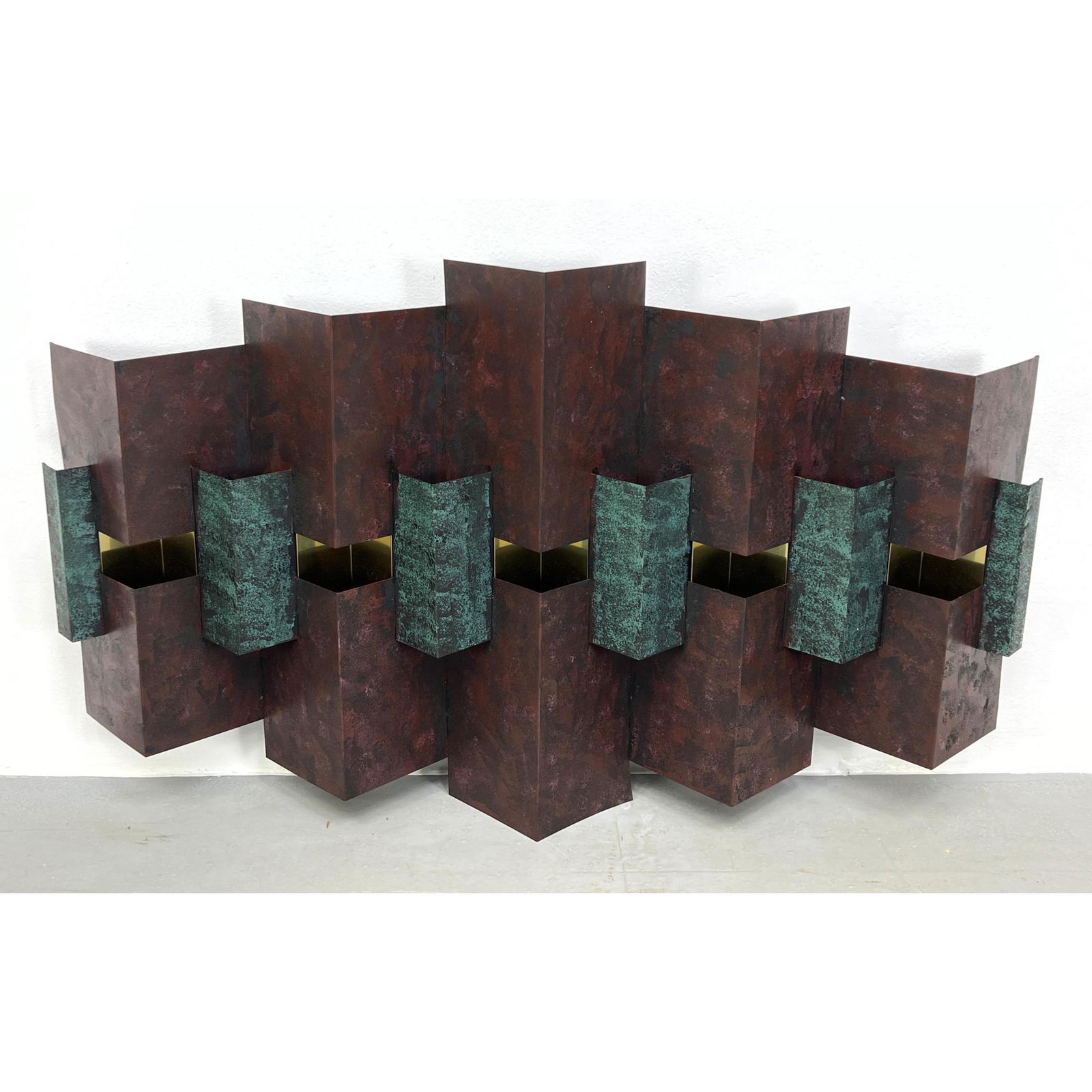 Modernist C JERE Wall Sculpture. Folded design in contrasting painted finish. Signed and dated 1993. (1 of 9)