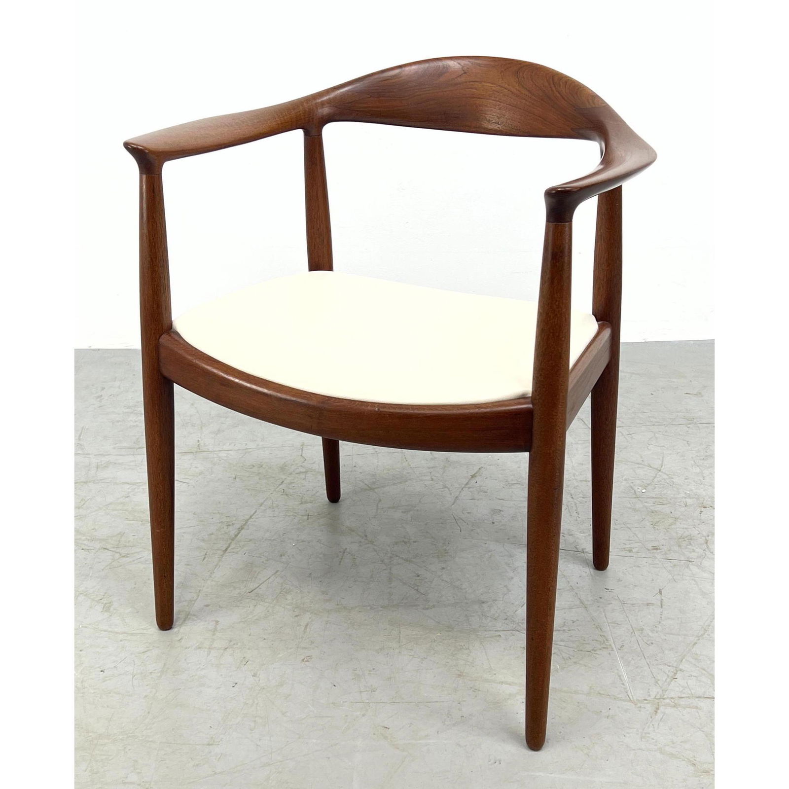 HANS WEGNER Teak and Leather Chair.  Unmarked. (1 of 7)