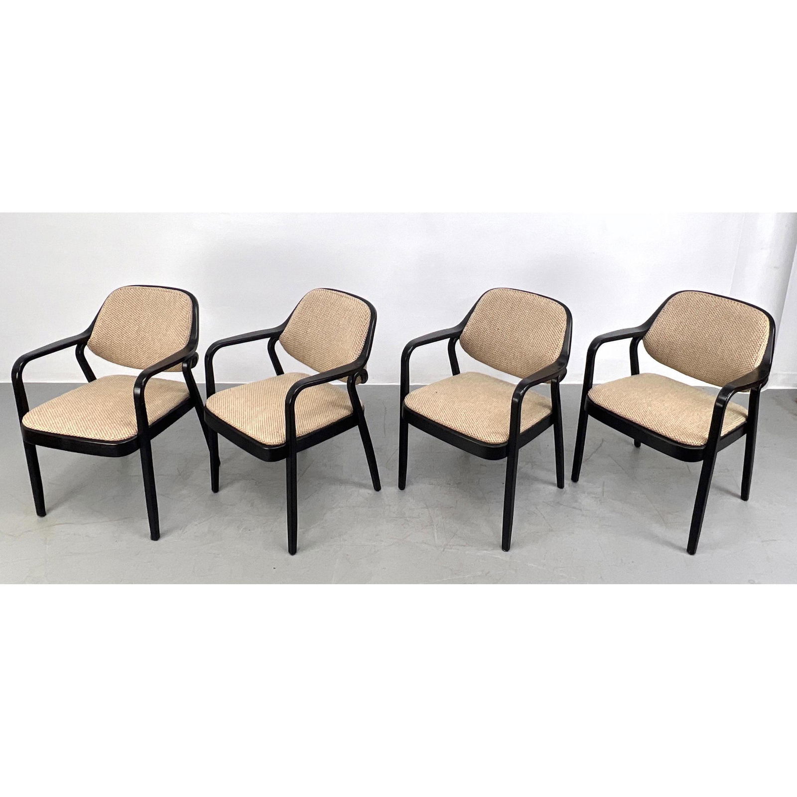 Set 4 Knoll Don Pettit Ebonized chairs. Arm Chairs. Signed Knoll 1979 (1 of 13)