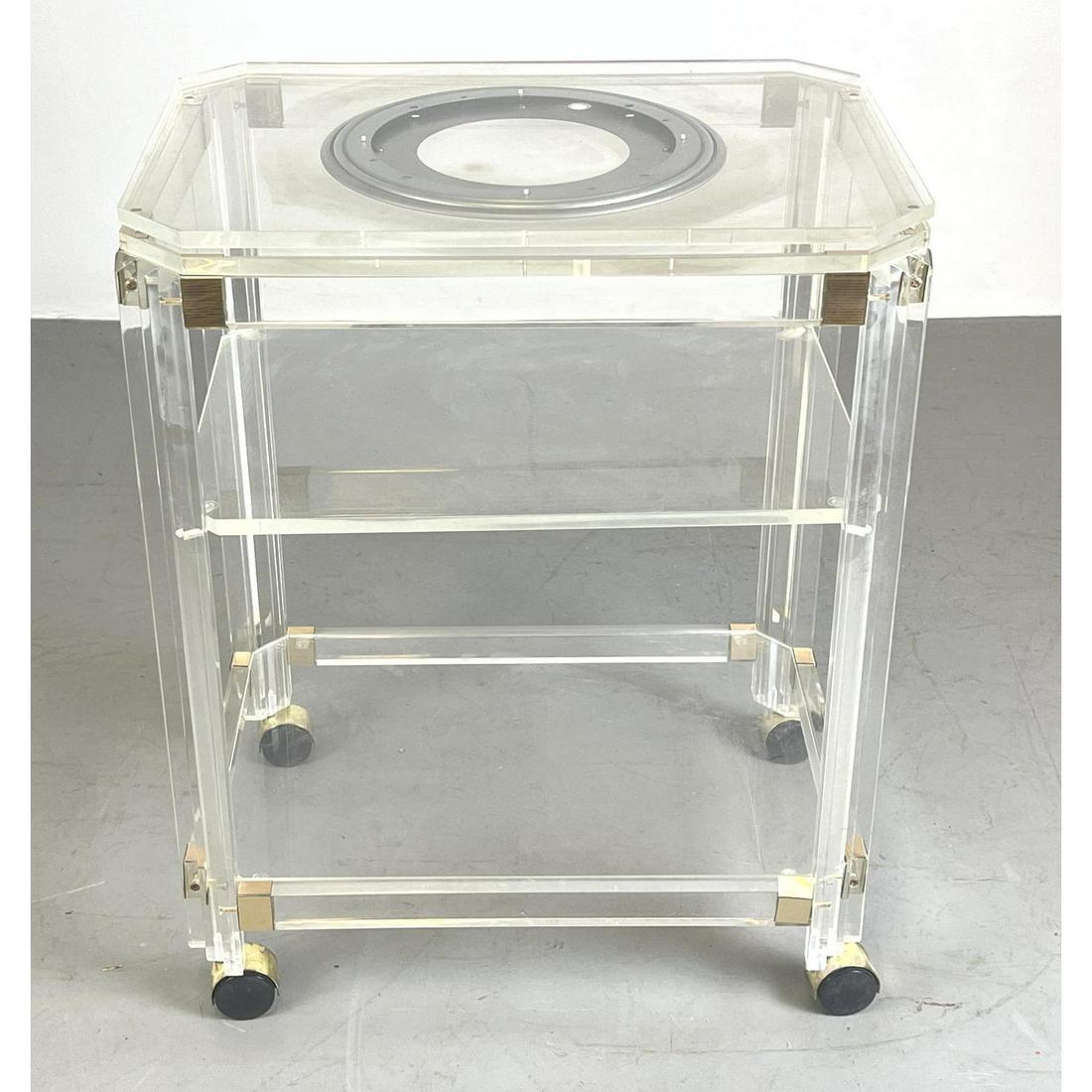 Mid Century Modern Lucite Acrylic rolling Stand with Lazy Susan Top. (1 of 9)