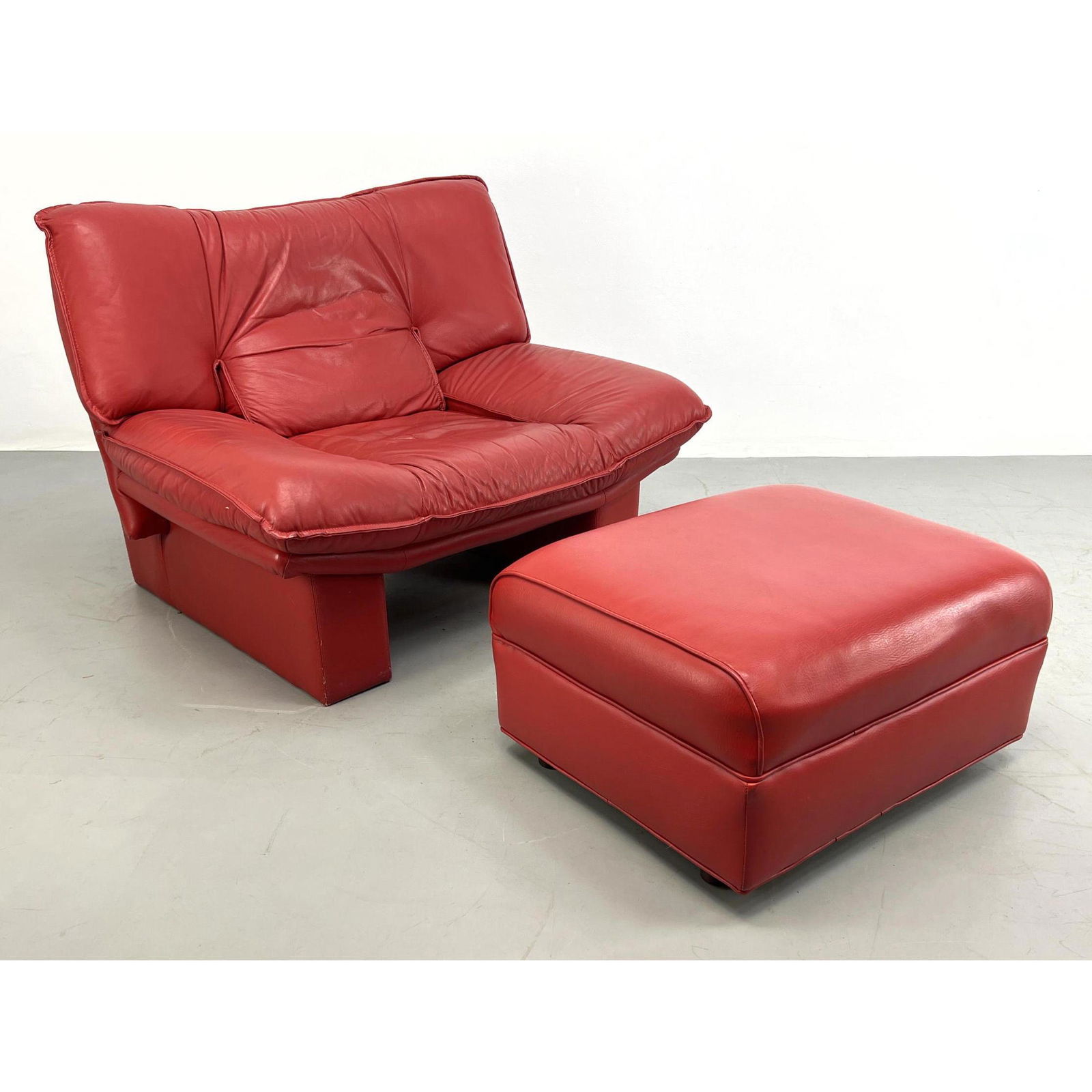 Red lounge chair with ottoman deals
