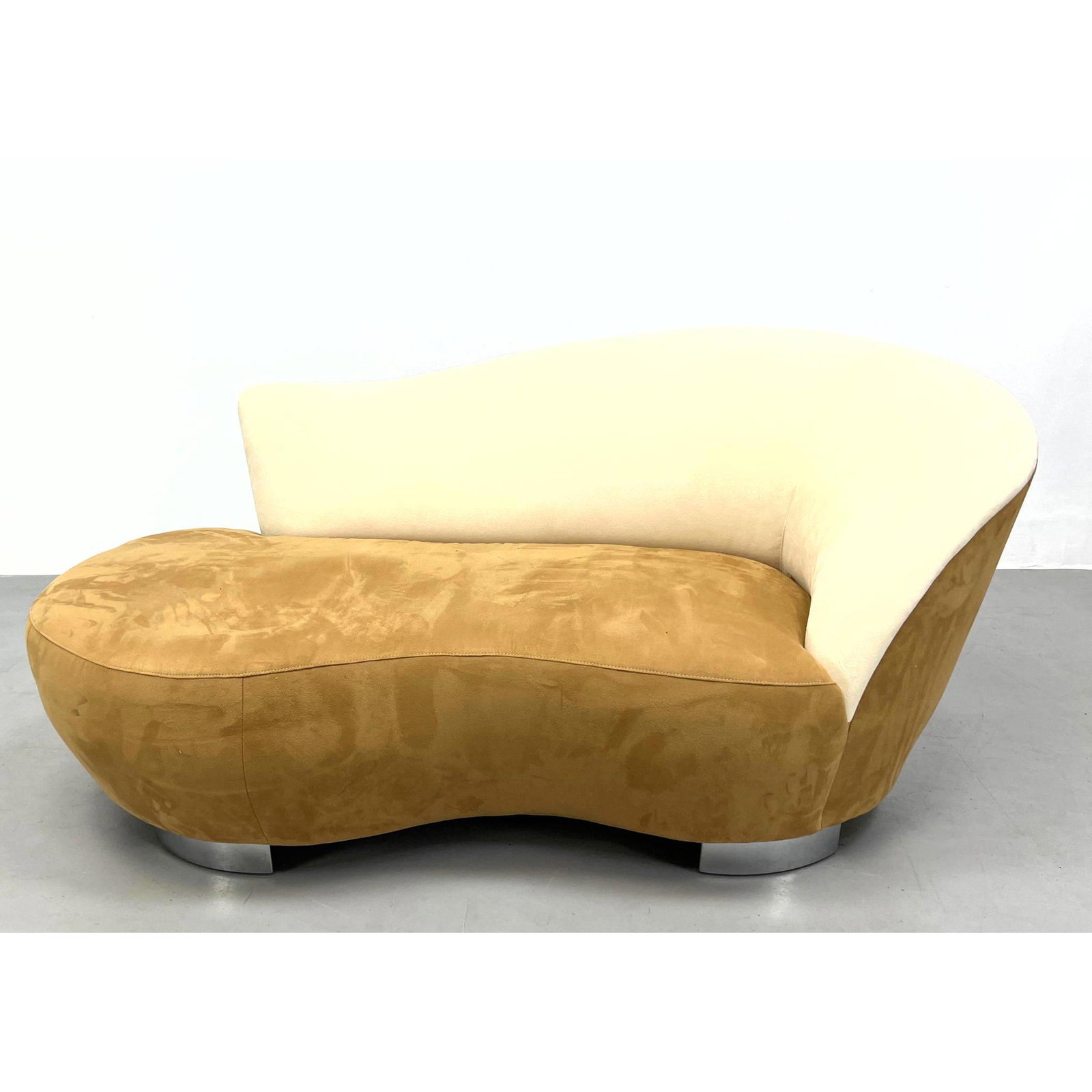 Small size Kagan Style Cloud Sofa Chaise Lounge. Loveseat size. Chrome base. (1 of 15)