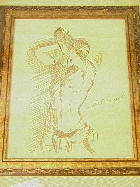 JOHN S SARGENT Pencil Drawing on Linen Paper. Lab: JOHN S SARGENT Pencil Drawing on Linen Paper. Laborer. Signed. -- Dimensions: Image Size: H: 11.75 inches: W: 9 inches --- Condition (General): Contemporary frame. Creases to paper. Please contact us 