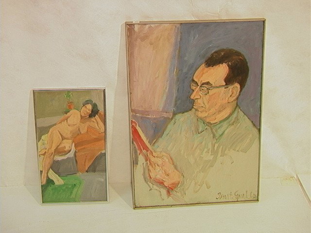 2 STUART EGNAL Original Oil Paintings. (1) Oil on: 2 STUART EGNAL Original Oil Paintings. (1) Oil on Canvas Portrait of Man Reading. Signed & Dated 60. (2) Unsigned Watercolor of Female Nude. STUART M. EGNAL (Philadelphia Artist), 1940-1966. In a life