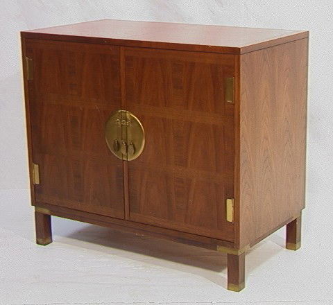 Michael Taylor Milling Road Baker Server Cabinet.: Michael Taylor Milling Road Baker Server Cabinet. Brass Hardware. Marked.-- Dimensions: H: 32 inches: W: 36 inches: L: 20 inches --- Condition (General): Scratches to top. Contact paper inside. Please