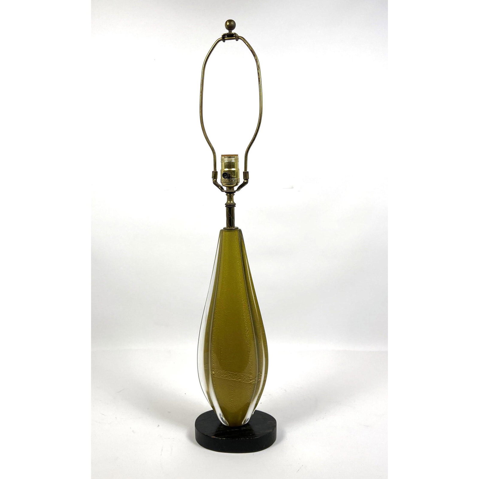 Italian Murano Cased Art Glass Table Lamp. Black wood base (1 of 8)