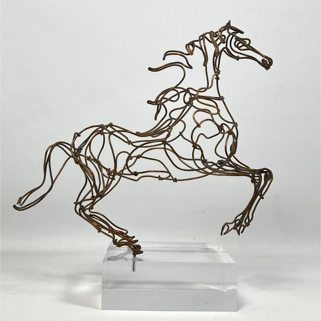 Wire Horse sculpture on Lucite base. Clever rendering in wire (1 of 8)