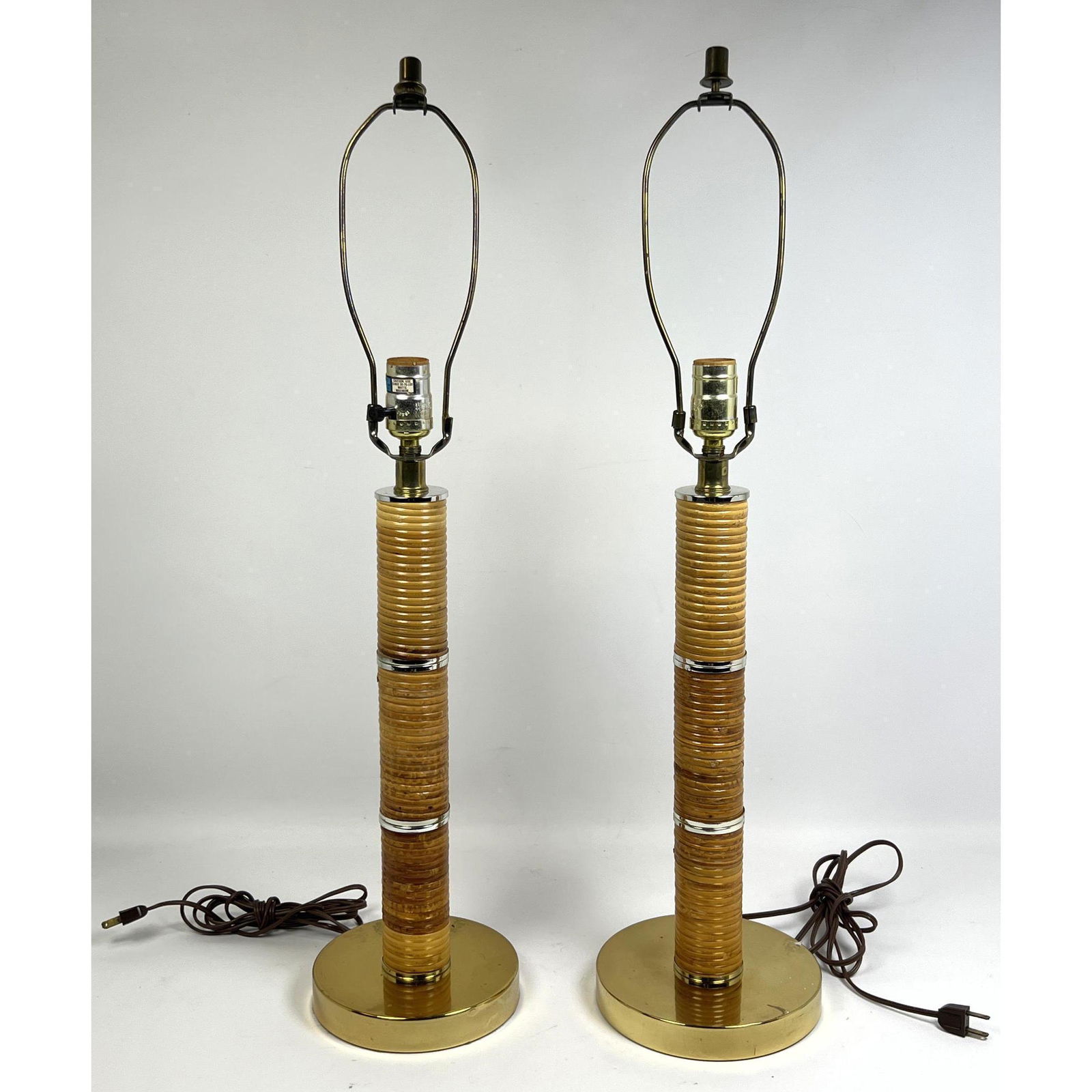 Pair of Rattan Wrapped Table Lamps Gabrielle Crespi style. (1 of 10)