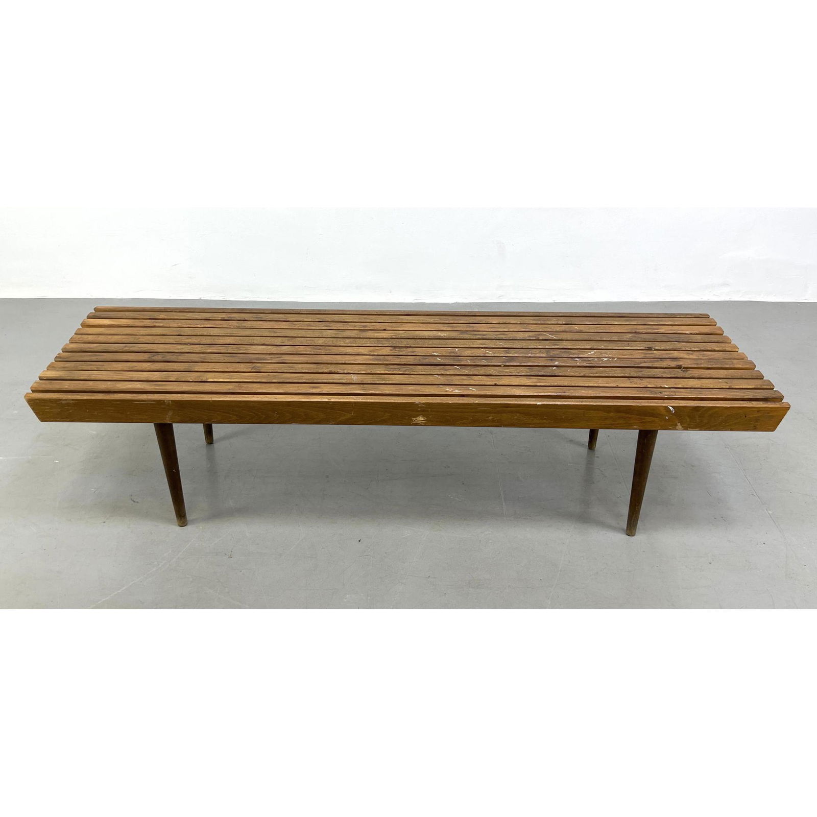 American Modern Slat Bench. Tapered Legs. (1 of 8)