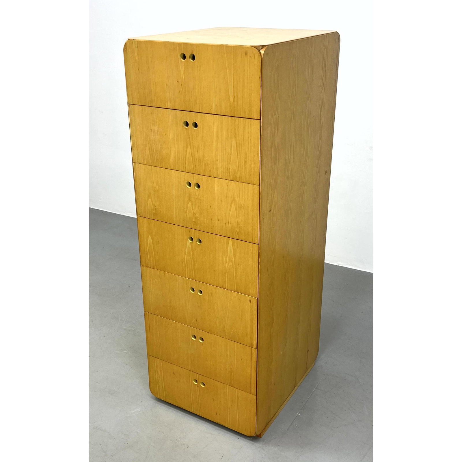 Dirk Jan de Vries high chest. Blond Wood Narrow Tower Chest. (1 of 14)