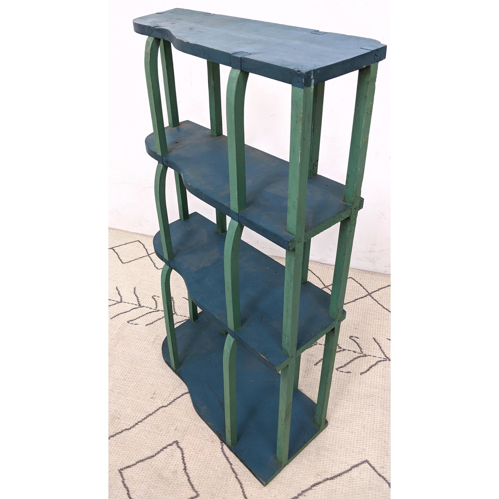 Vintage Painted Shelf with Shaped End and a Flat End for Corner. Rustic. (1 of 8)