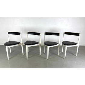 Set 4 HANS OLSEN for FREM ROJLE Dining Chairs. Three legged hairs with Triangular Seats. Frames pain (1 of 13)