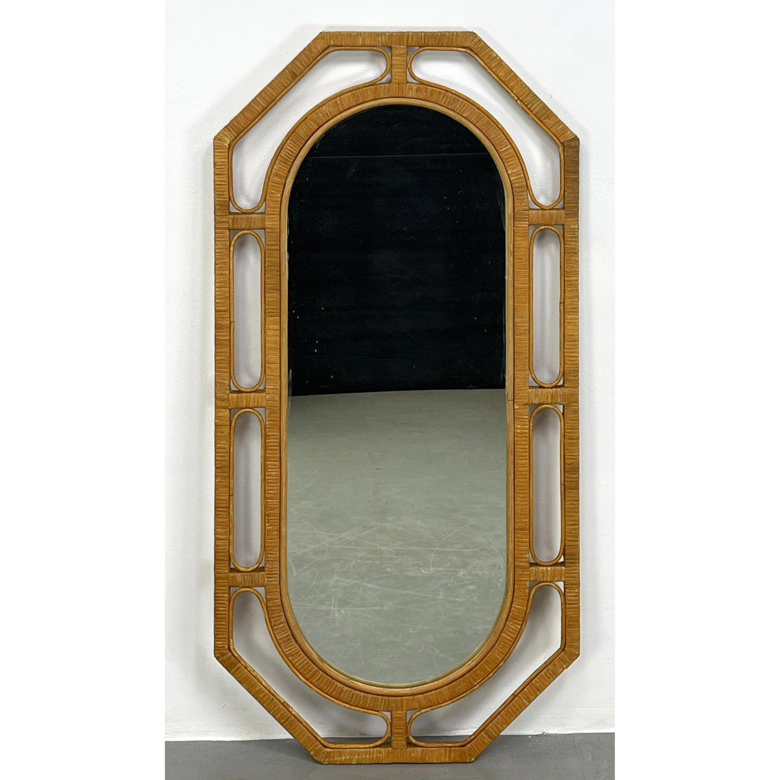 Wrapped Split Rattan Octagon Framed Mirror. (1 of 9)