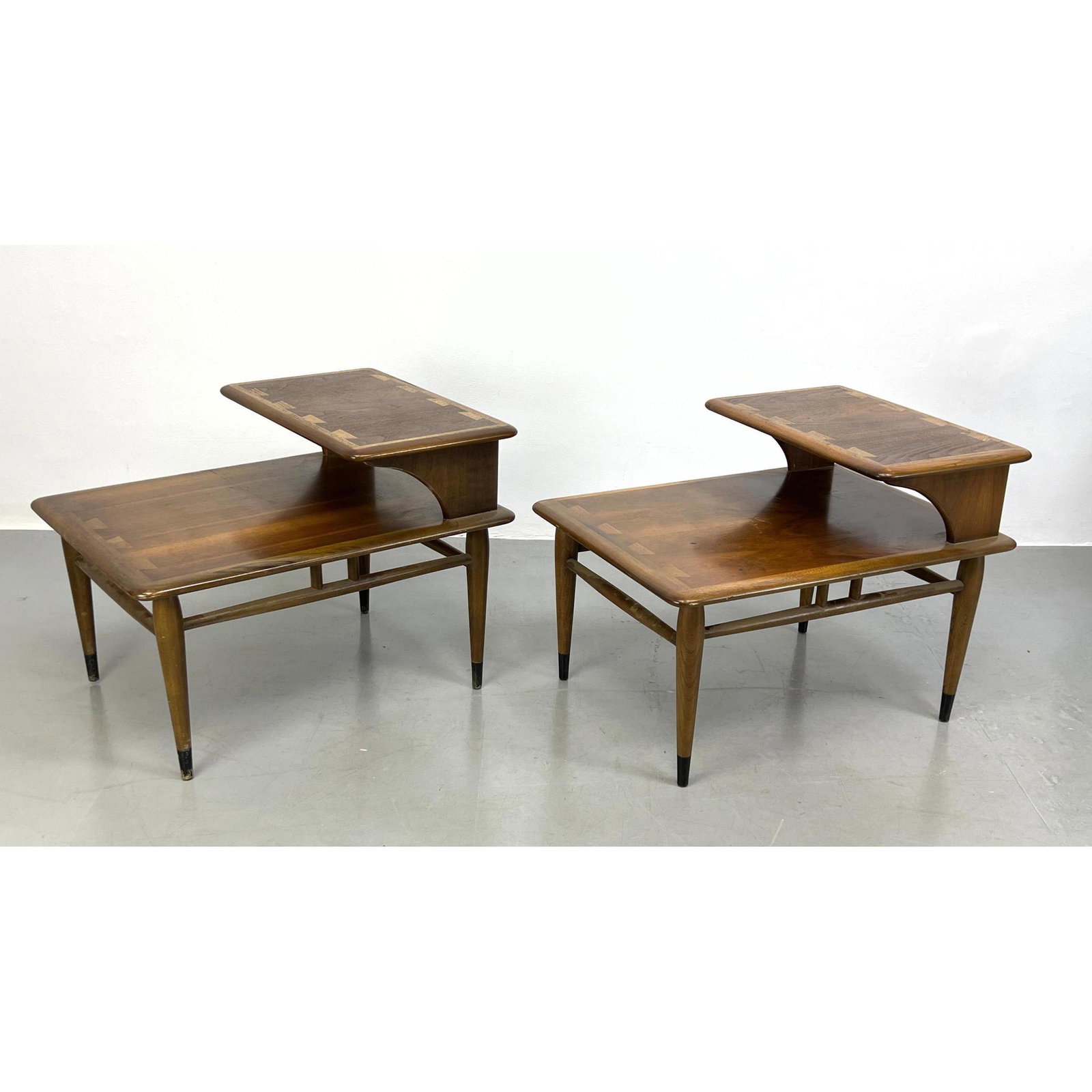 Pr American Modern LANE Acclaim Step Side Tables. Dovetail details. Marked. (1 of 13)