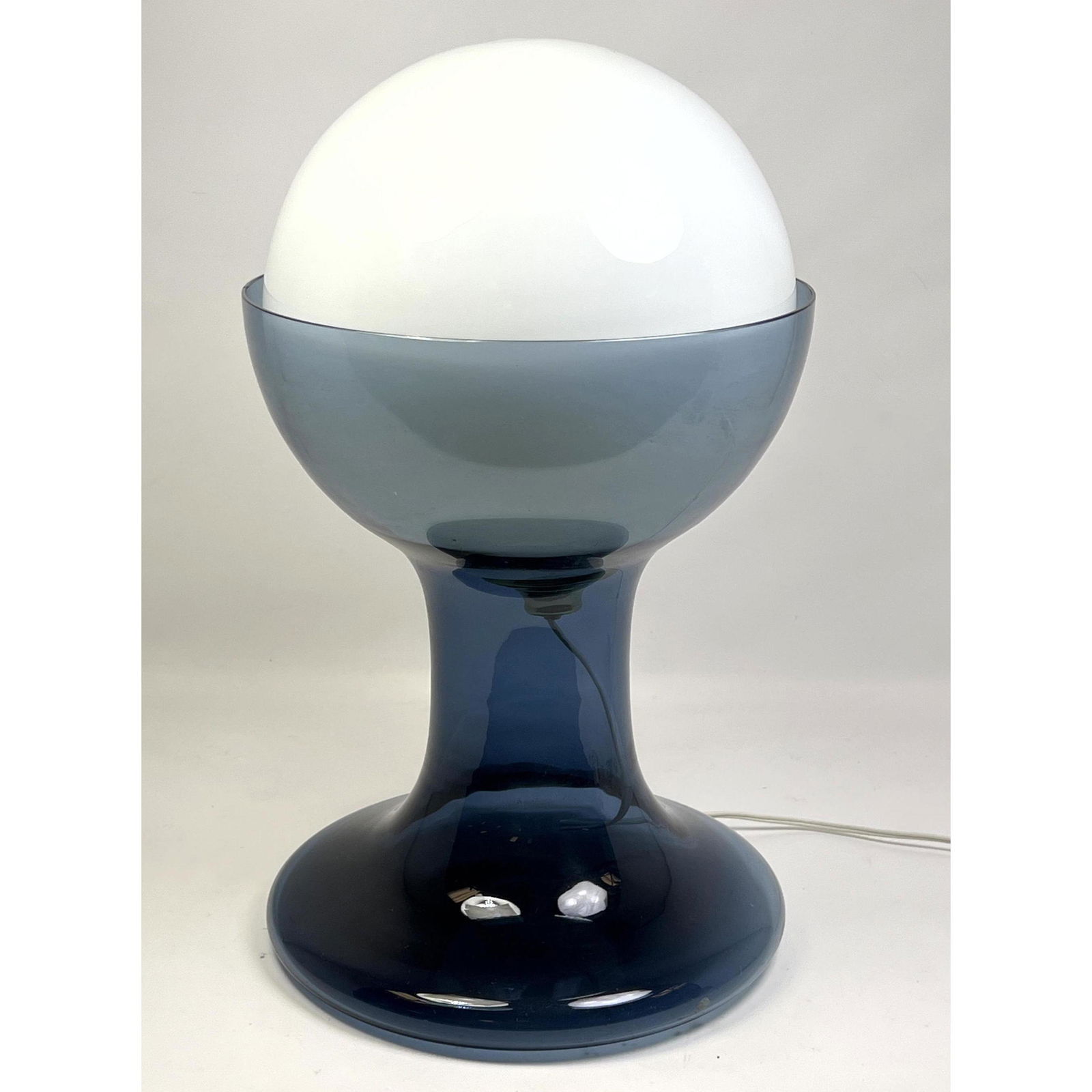 CARLO NASON blue glass and white ball lamp. Unsigned (1 of 10)