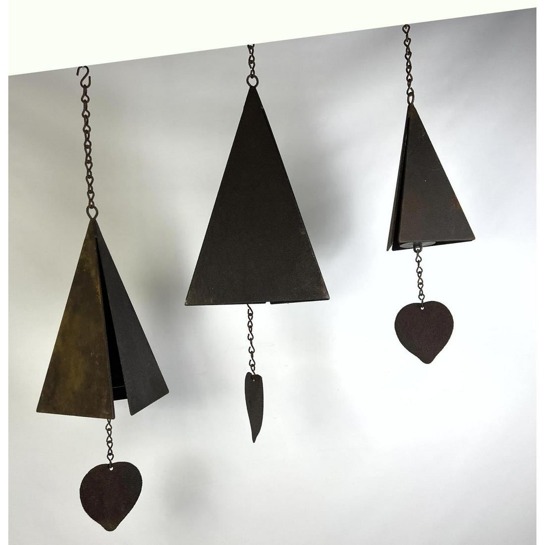 Set 3 Iron Bell Heart Wind Chimes. Each bell 12,10.5, 8.5 inch (1 of 11)