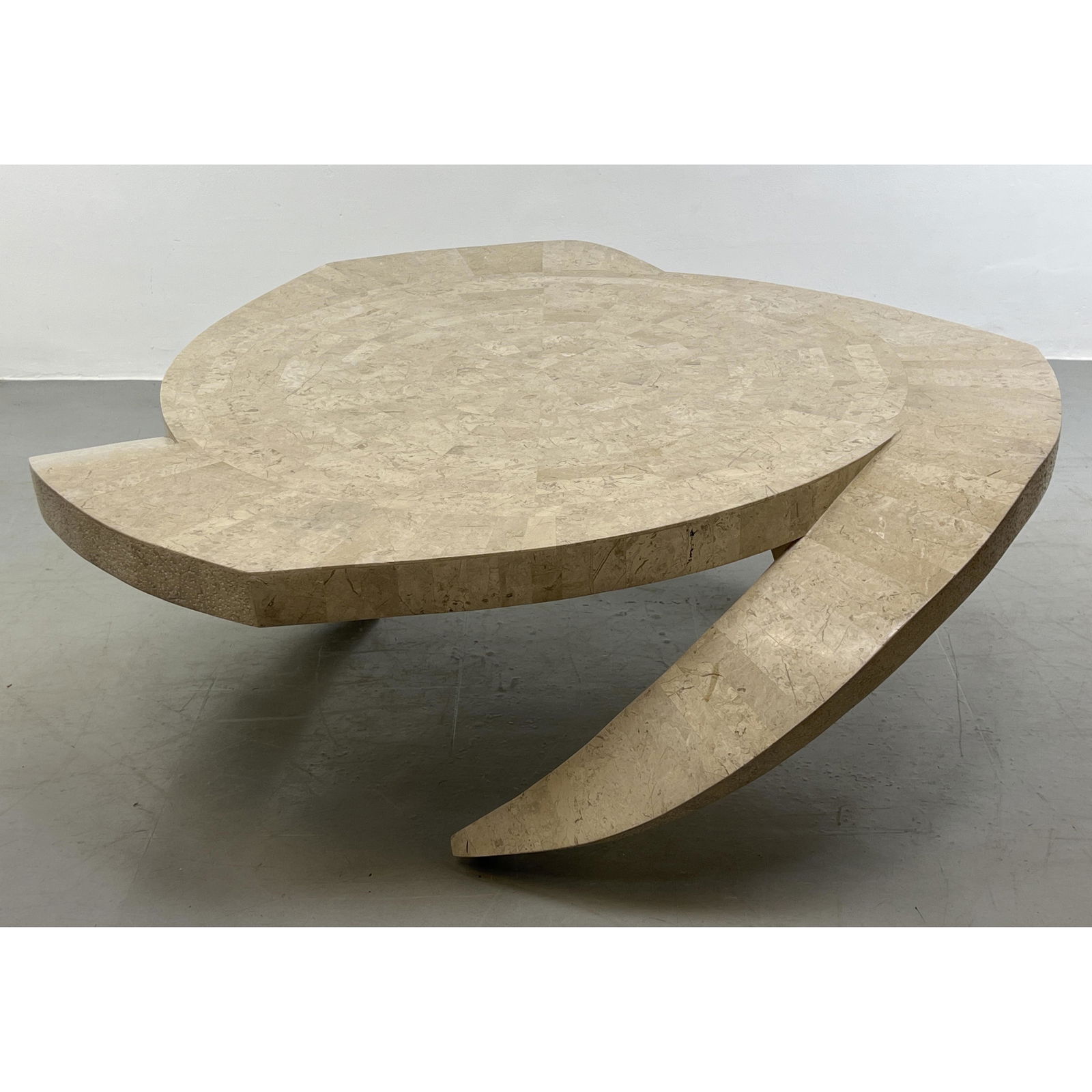 Tesselated Stone Decorator Coffee Table. Three curved legs emanate from table top. Maitland Smith St (1 of 8)