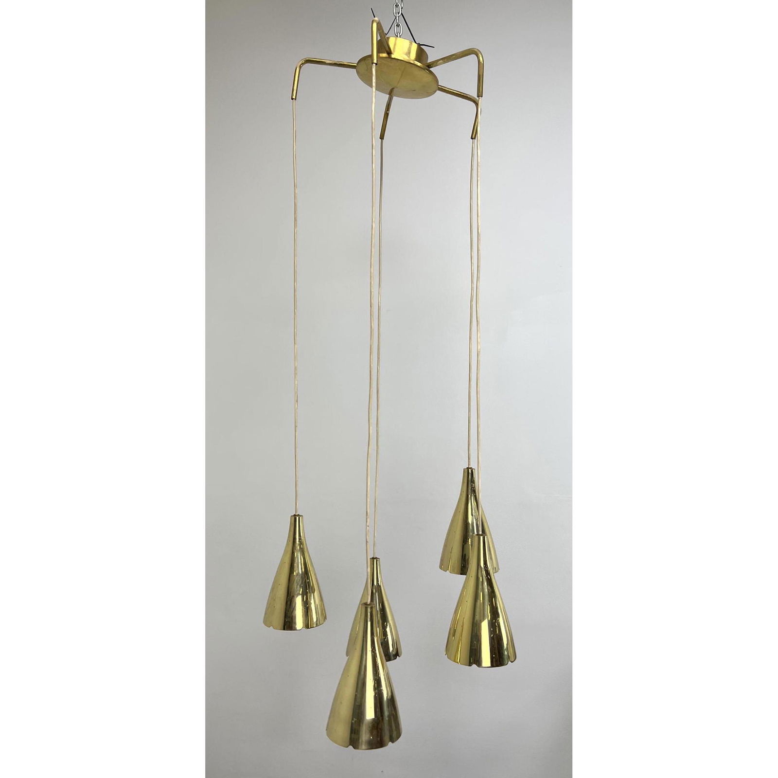 Mid Century Modern Brass 5 Shade Chandelier. Tynell Style. (1 of 12)