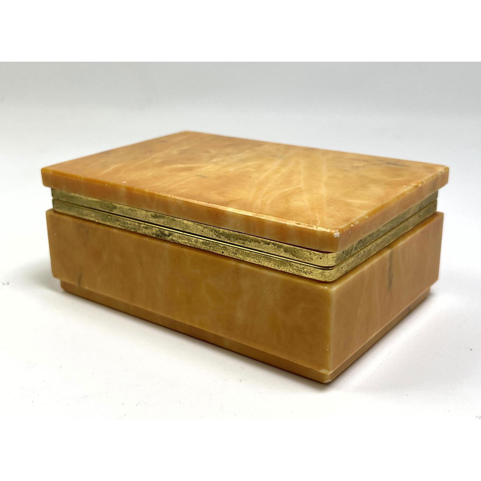 Italian orange agate hinged dresser box (1 of 7)