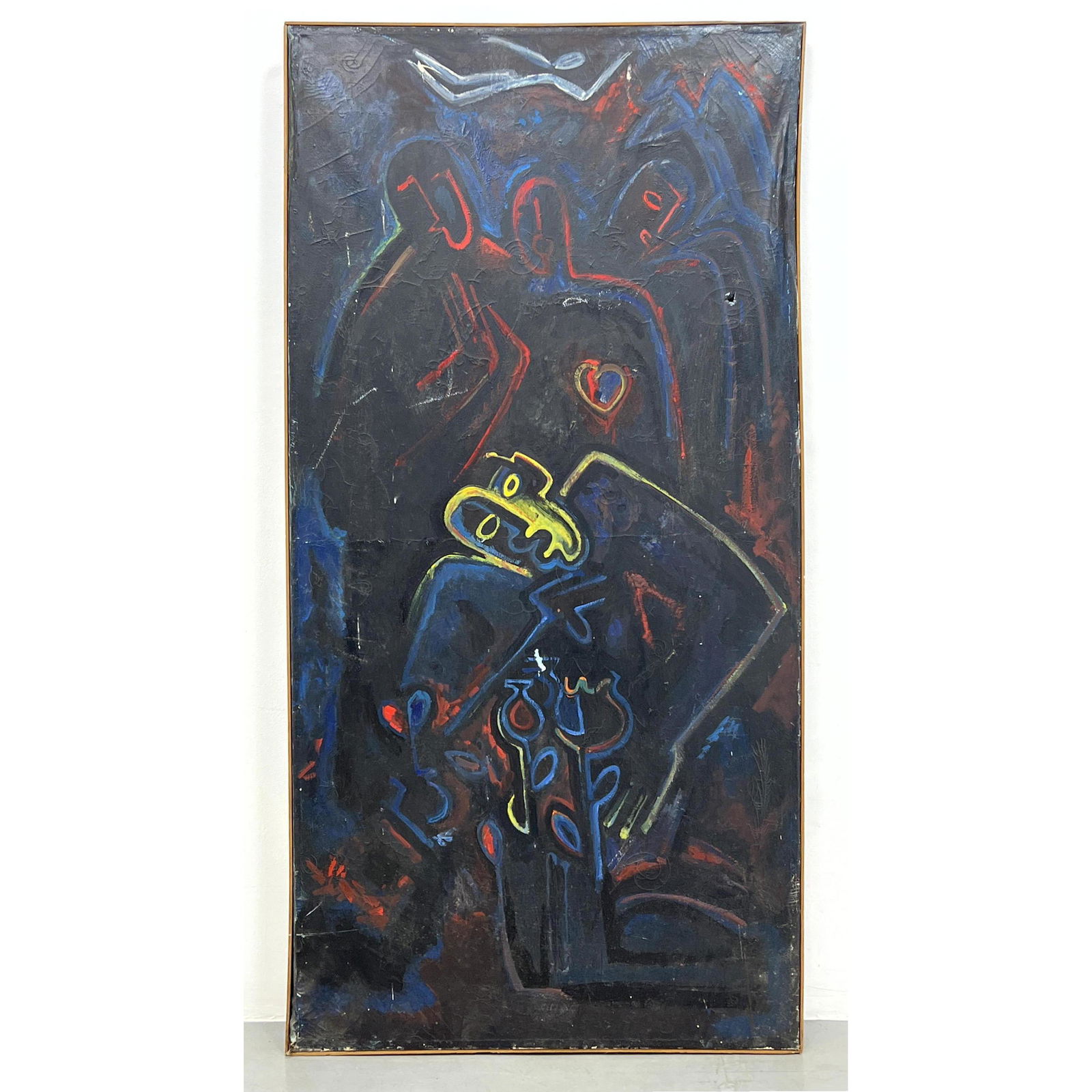 Modernist Figural Painting. Figures with Flowers. Not Signed. (1 of 15)