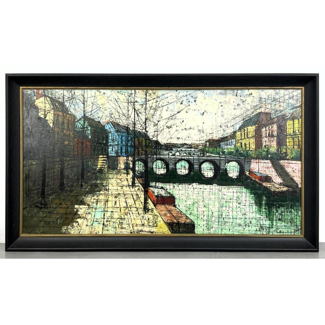 Bernard buffet style painting on Canvas.: Bernard buffet style painting on Canvas. Dimensions: H: 24 inches: W: 48 inches: Frame Height: 28 inches: Frame Width: 52.5 inches ---
