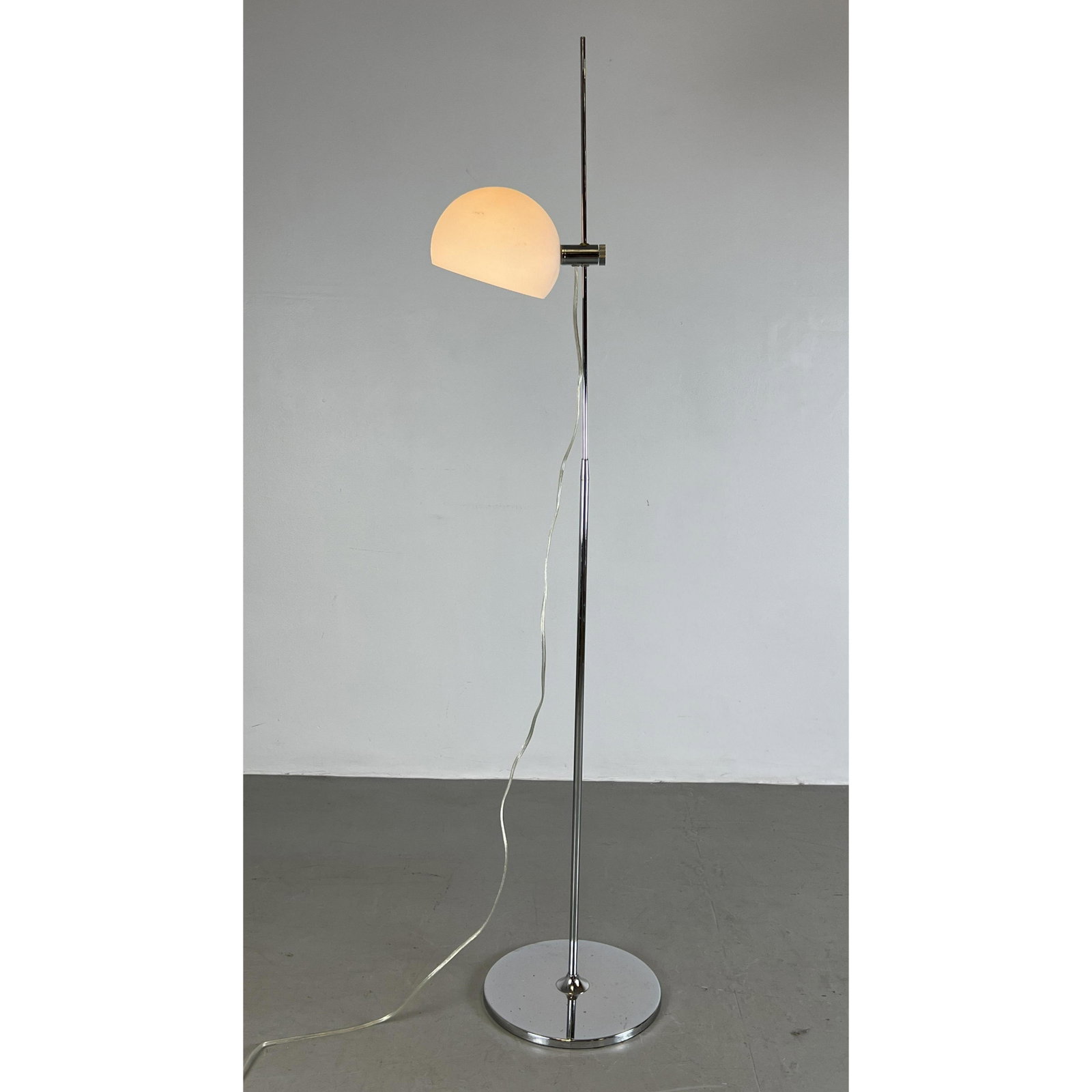 NUEVO Chrome Demi Lune Shade Floor Lamp. Modernist Lighting.: NUEVO Chrome Demi Lune Shade Floor Lamp. Modernist Lighting. Dimensions: H: 64 inches: W: 12.5 inches ---