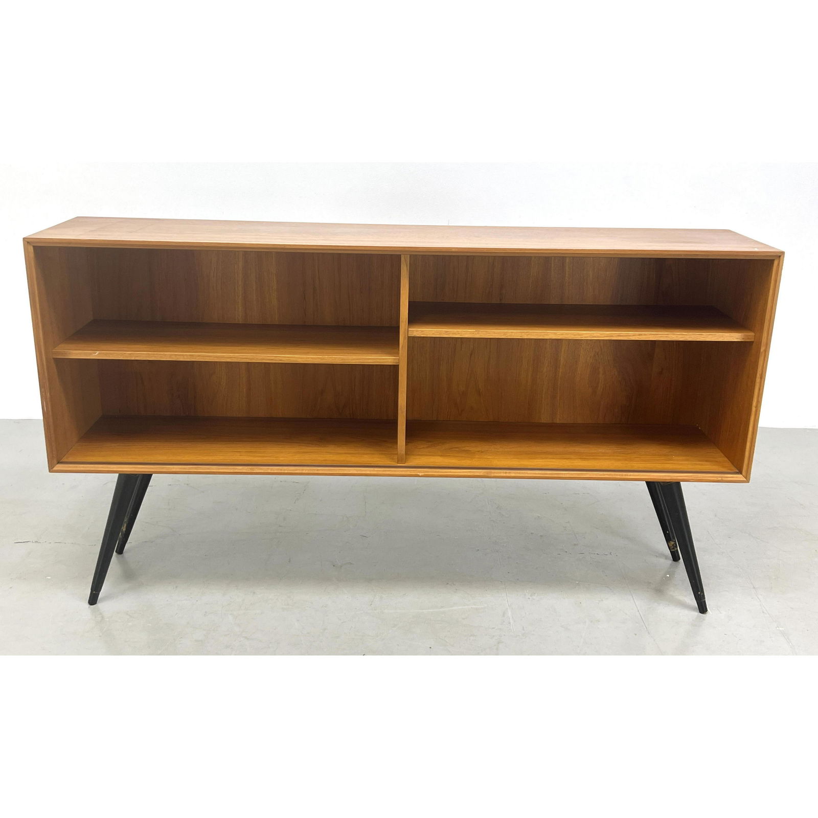 ALEX MATHEWS Low Bookcase Entertainment Cabinet On Angled Legs. (1 of 10)