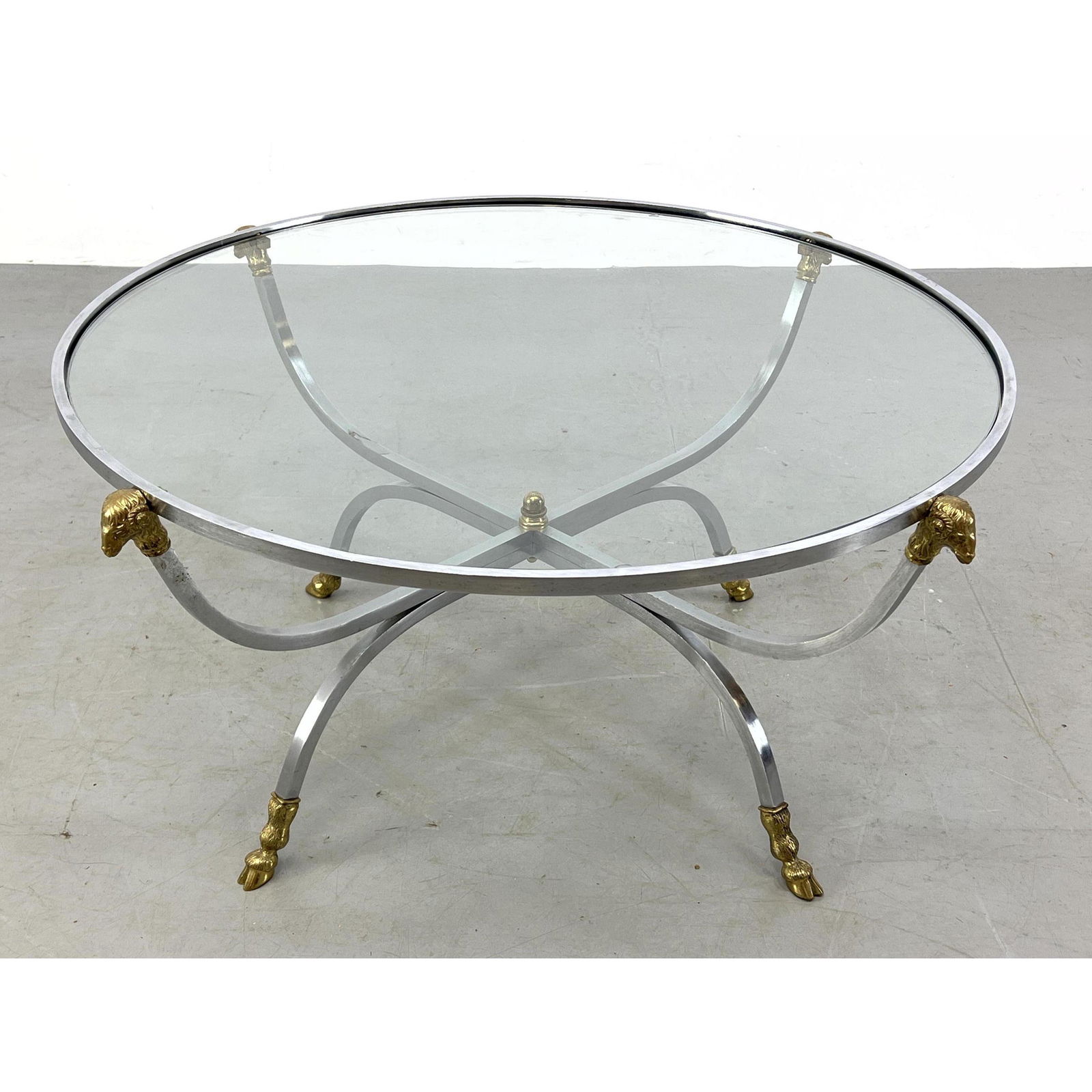 Regency Style Brass and Steel Coffee Table. Goat head and hoof. (1 of 8)