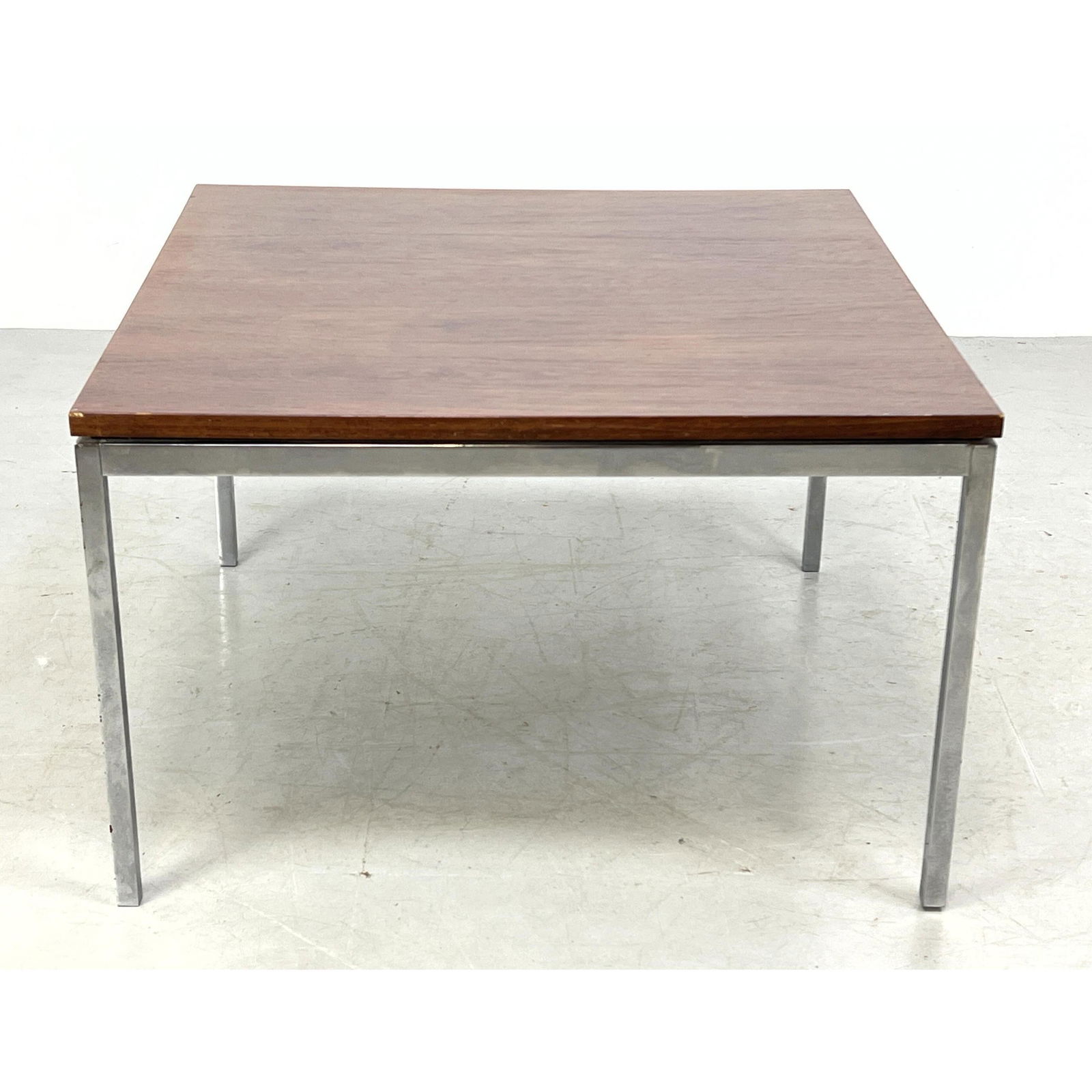Florence KNOLL rosewood and chrome table. Labeled. (1 of 8)