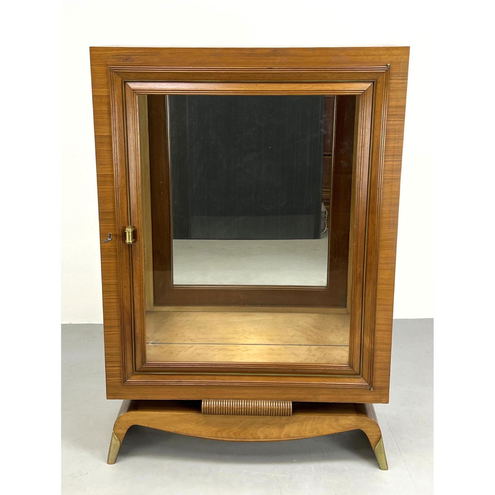 MORDEX French Art Deco Display Cabinet. Glass Door Wood Cabinet Rests on Elegant  Bow Form Base. Cab (1 of 16)