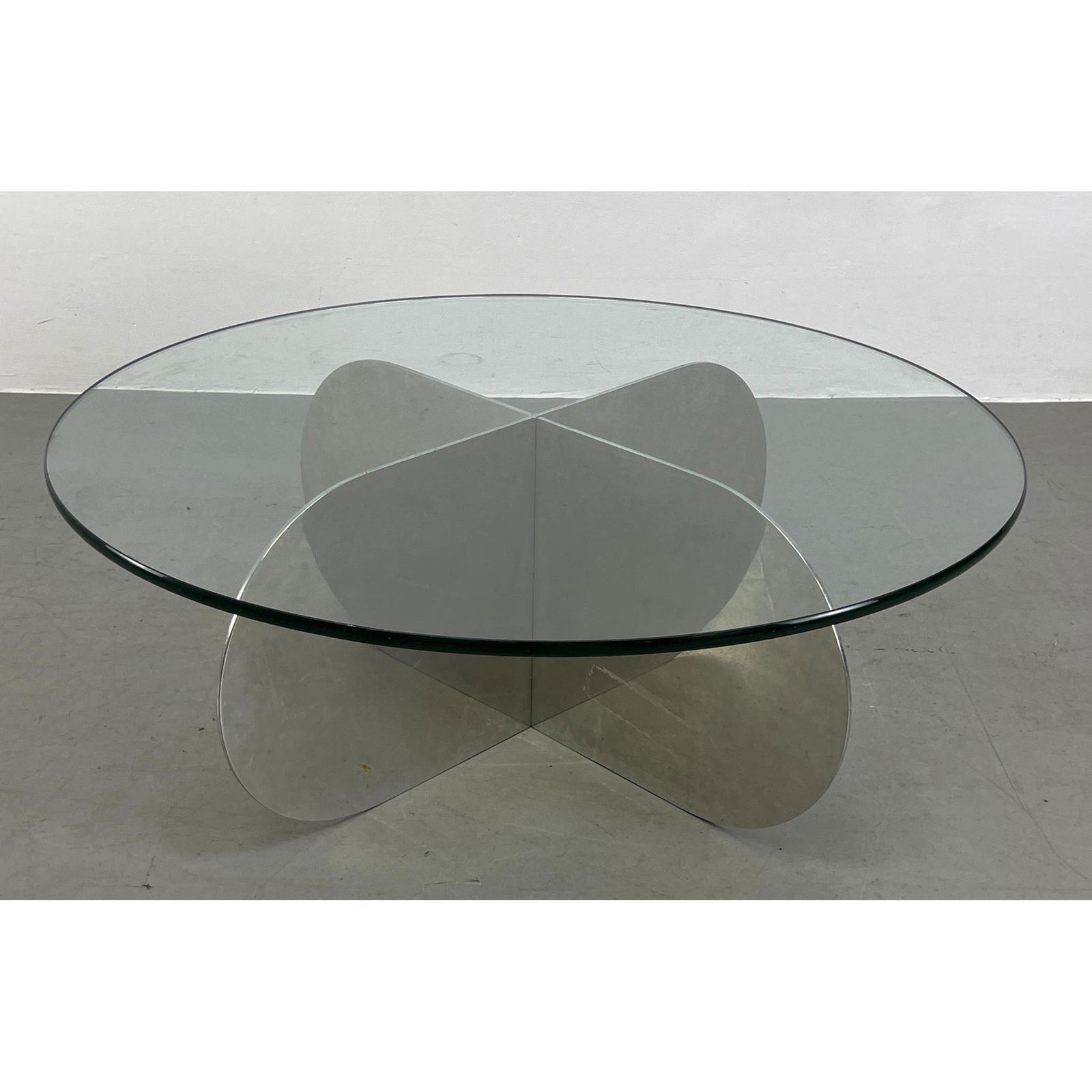 Aluminum Base Round Glass Top Coffee Table. Modernist Design. (1 of 11)